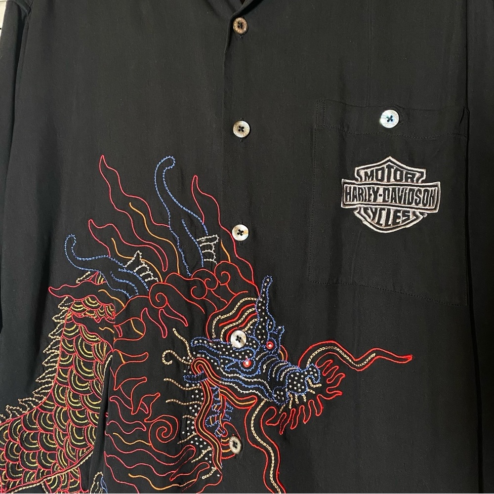 Silk Harley Davidson Button Down - Picture 4 of 4